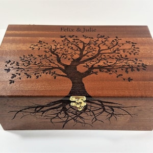 Personalized Tree of Life Memory Box 12x8x4, Custom Hand Made Wood Storage Box, Personalized Memory Box, Personalized Keep Sake Box, image 2