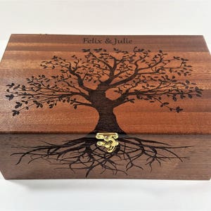 Personalized Tree of Life Memory Box 12x8x4, Custom Hand Made Wood Storage Box, Personalized Memory Box, Personalized Keep Sake Box, image 2