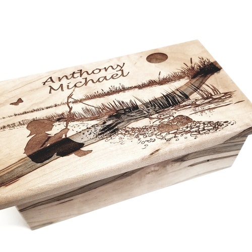 Personalized Music Box Boy Fishing, Choose Your Song, Father's Day Gift, Unique Personalized shops Gift, Engraved Music Box, Son Gift