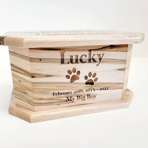 Personalized Handmade Wood Pet Urn, Dog Ashes Box, Custom Engraved Wooden Dog Urn, Engraved Pet Urn, Cat Urn, Small Pet Urn
