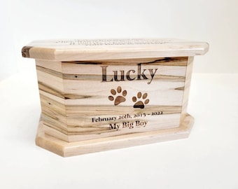 Personalized Handmade Wood Pet Urn, Dog Ashes Box, Custom Engraved Wooden Dog Urn, Engraved Pet Urn, Cat Urn, Small Pet Urn