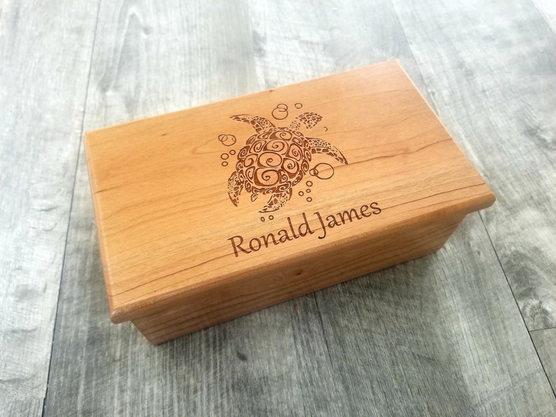 Custom Turtle Traditional Wood Music Box Choose Your Song Personalized Sea Turtle Music Box Tribal Sea Turtle Music Box