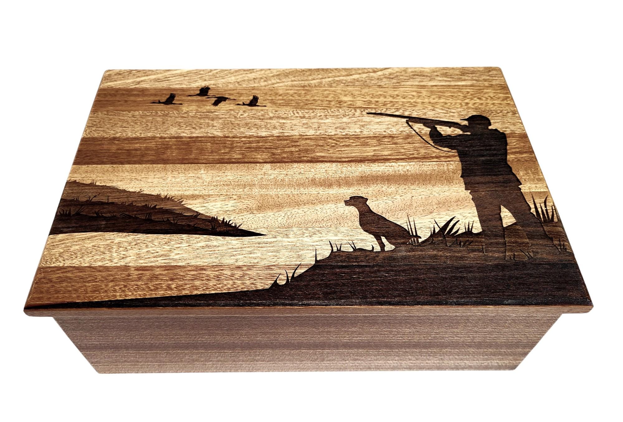 Personalized Man & Dog Geese Hunting Memory Box 12x8x4, Father's Day Gift from Son, Gift For Hunter, Father and Son Gift, Buck Gift