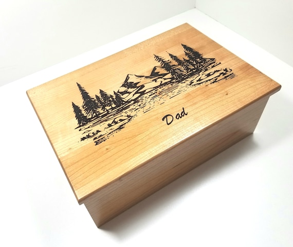 Personalized Mountain Scene Memory Box 12x8x4 Rustic Memorial Etsy