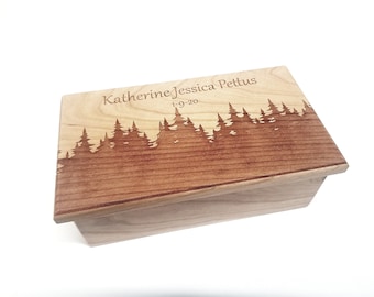 Personalized Forest Music Box Choose Your Song, Custom Traditional Wind Up Wood Music Box, 5 year anniversary, Retirement Gift, Moving Gift