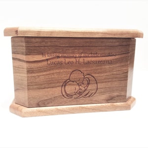 Personalized Handmade Wood Infant Urn, Baby Urn, Engraved Wooden Child Urn, Infant Angel Urn, Angel Urn for Child Baby