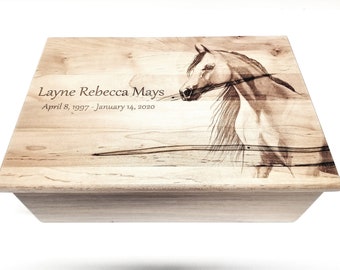 Personalized Horse Keepsake Box 12x8x4, Custom Hand Made Wood Keepsake Box, Cowgirl Memory Box, 4H Gift, Rustic Gift, Horse Design Card Box