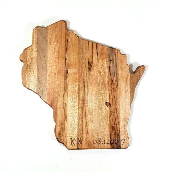 Wisconsin Hand Made State Cutting Board,Personalized Wisconsin State Cutting Board, Wisconsin Kitchen Decor Gift, WI State Shaped Board