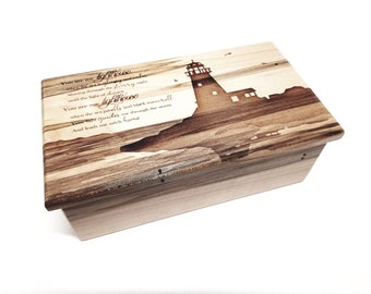 Personalized Lighthouse Music Box, Handmade Nautical Wood Music Box Choose Your Song, You Light Up My Life,From this moment,5 yr anniversary