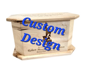 Custom Design Personalized Handmade Wood Urn, Engraved Wooden Urn, Rustic Memorial Urn