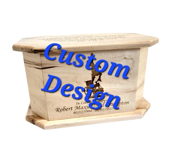 Custom Design Personalized Handmade Wood Urn, Engraved Wooden Urn, Rustic Memorial Urn