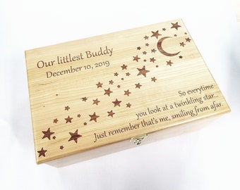 Personalized Moon and Stars Memory Box 12x8x4, Unique Baby Shower Gift, Childrens Keepsake Box, Grandchild Gift, Child Gift, Baby Boy Gift