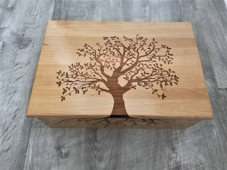 Personalized Tree of Life Memory Box 12x8x4, Custom Hand Made Wood Storage Box, Personalized Memory Box, Personalized Keep Sake Box, image 4