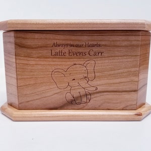 Personalized Handmade Wood Elephant Infant Urn, Baby Urn, Engraved Wooden Child Urn, Infant Angel Urn, Angel Urn for Child Baby