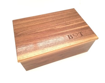 Personalized Memory Box 12x8x4, Custom Initials Hand Made Wood Keep Sake Box, Couples Memory Box,Personalized Keep Sake Box,Wedding Card Box