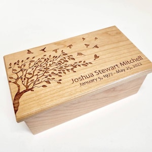 Personalized Tree of Life Memory Box, Tree with Birds Keepsake Box, Memorial Box, Retirement Gift, Graduation Gift,Anniversary Gift