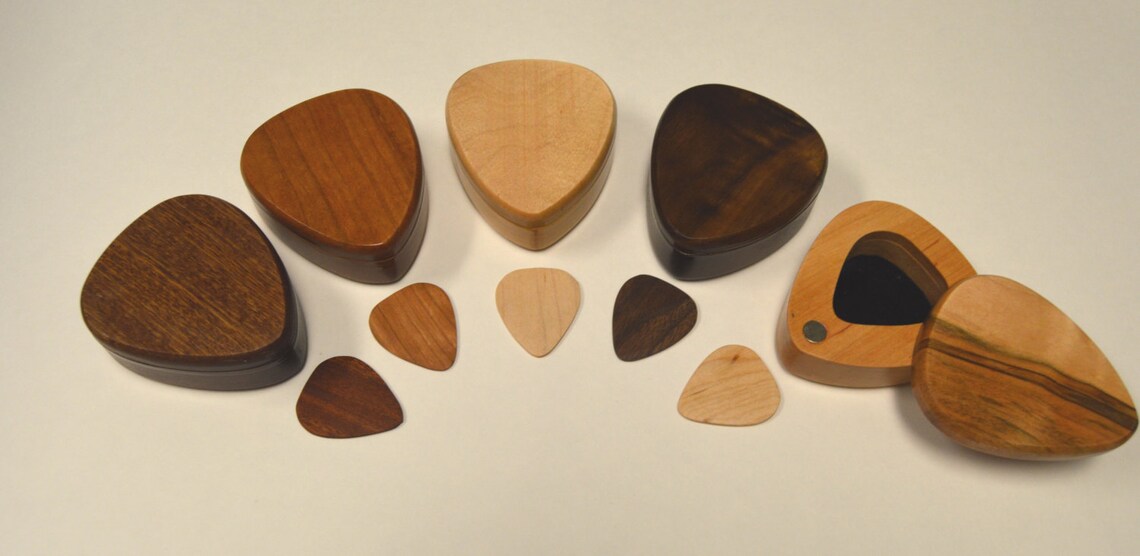 Handmade Premium Wood Guitar Picks boxGuitar Pick Storage Etsy