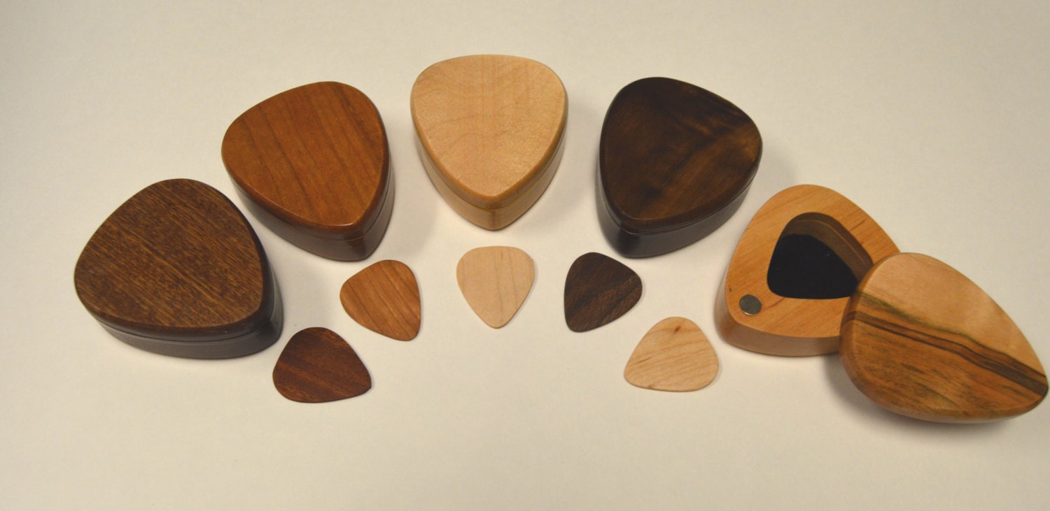 Handmade Premium Wood Guitar Picks Boxguitar Pick Storage Etsy