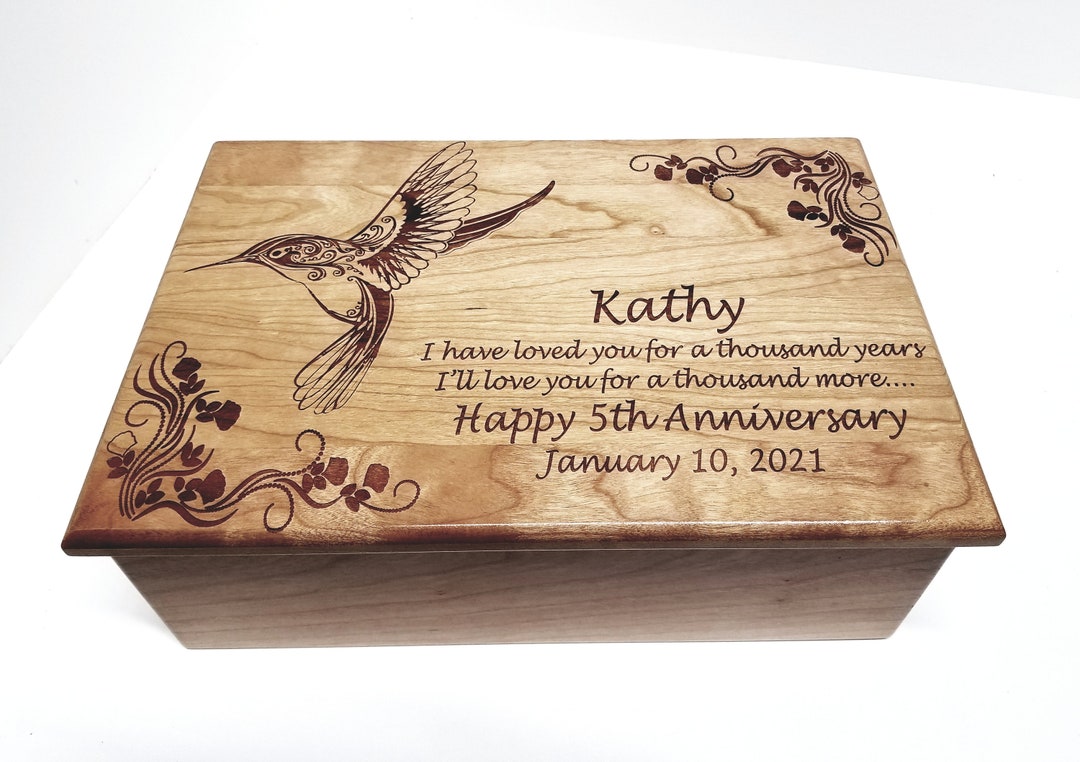 Personalized Hummingbird Memory Box 12x8x4, Custom Hand Made Wood ...