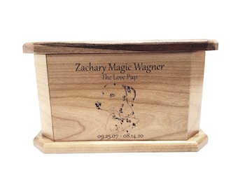 Personalized Handmade Wood Dalmatian Dog Pet Urn, Dog Ashes Box, Custom Engraved Wooden Dog Urn, Engraved Pet Urn