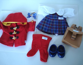 Muffy VanderBear Clothesline "School Rules" Dress, Duffle Coat & "Back to School" Backpack
