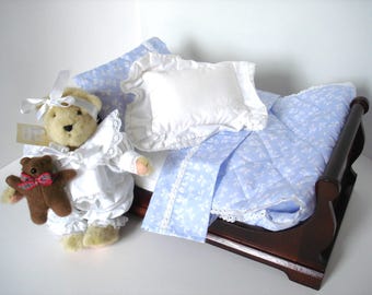 Muffy VanderBear Sweet Dreams & Wood Sleigh Bed with Signature Bedding Set