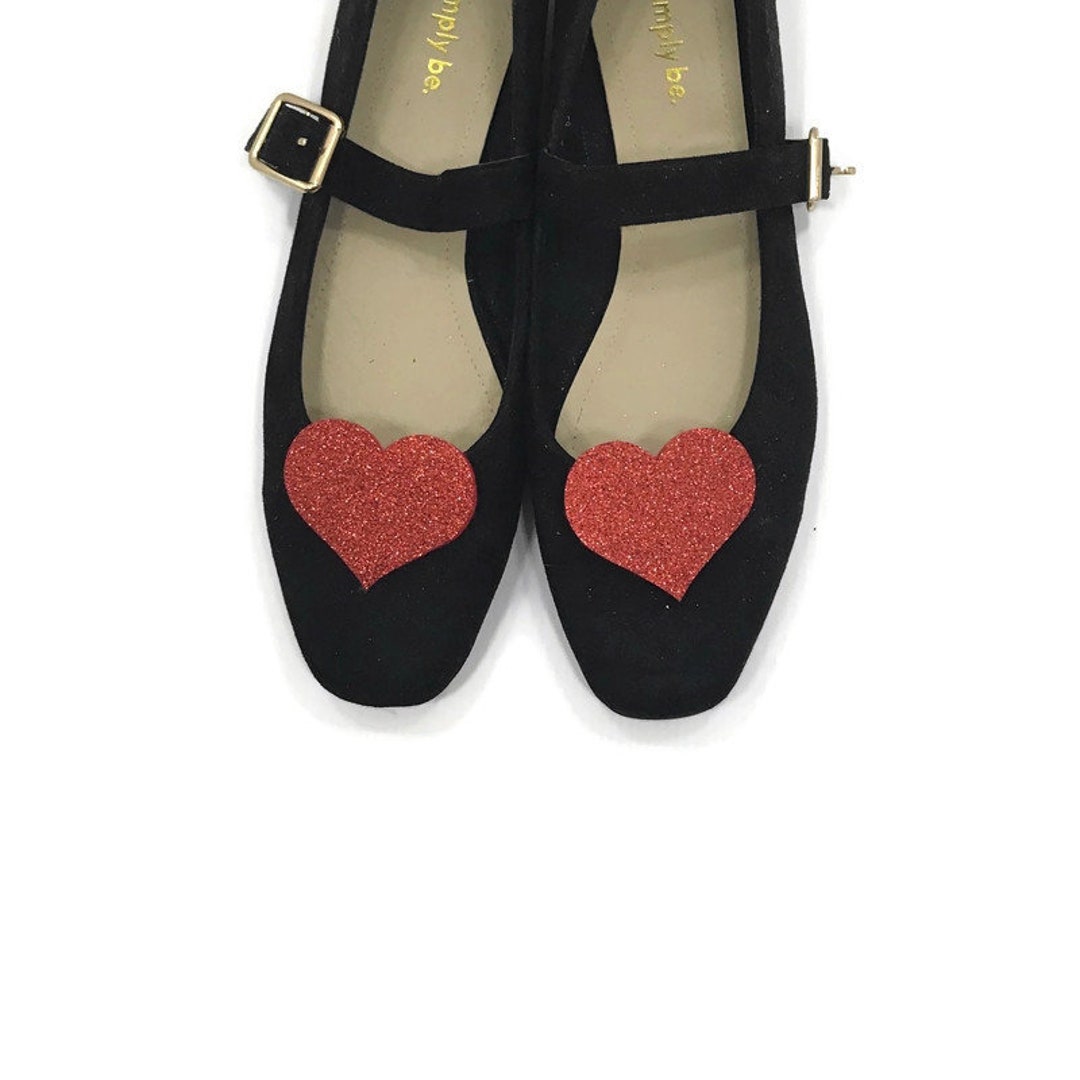 Red Glitter Heart Shaped Shoe Clips Etsy