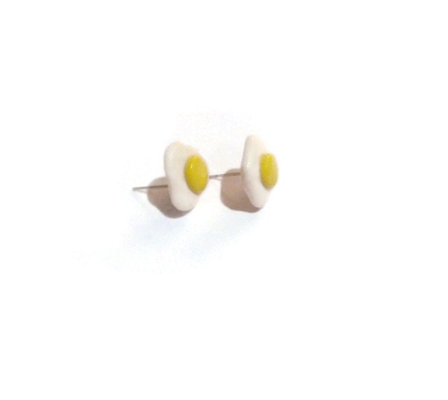 Polymer clay glazed egg Earrings quirky earrings food earrings | Etsy
