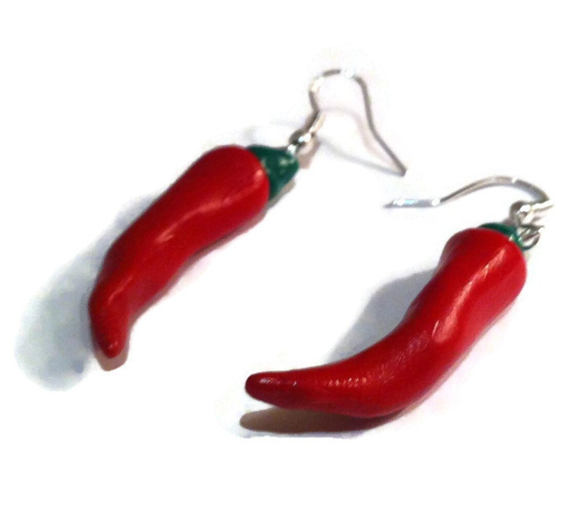 Chilli Pepper Earrings Vegetable Earrings Food Earrings Red Etsy UK