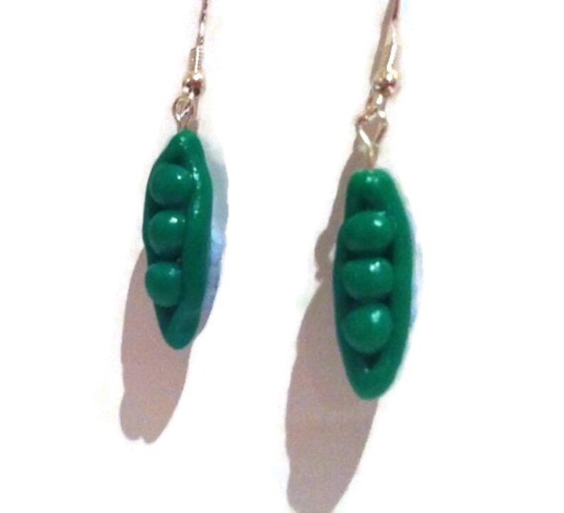 Pea earrings Vegetable Earrings Peas in a pod earrings Unusual Etsy