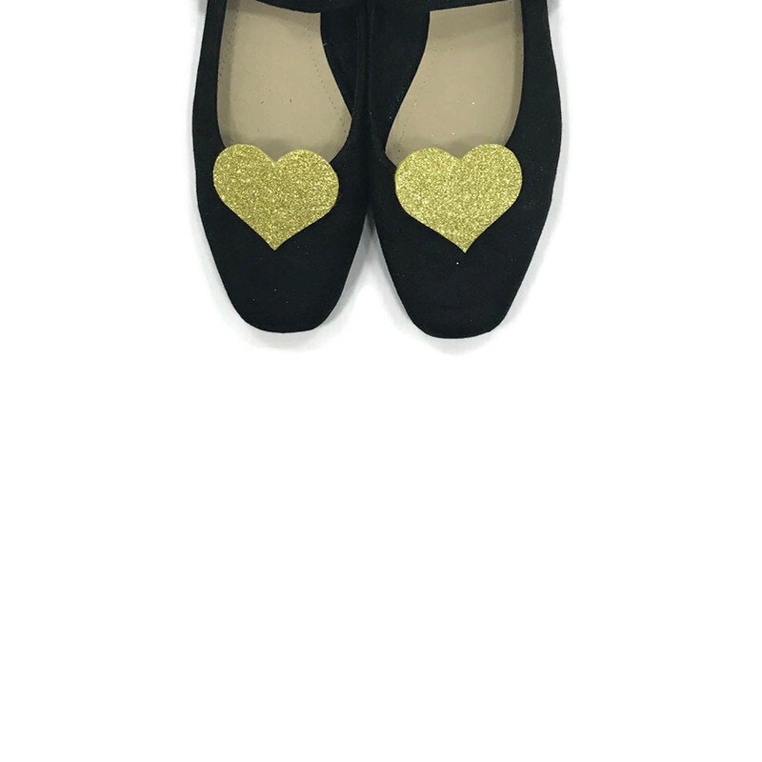 Gold Glitter Heart Shaped Shoe Clips Etsy
