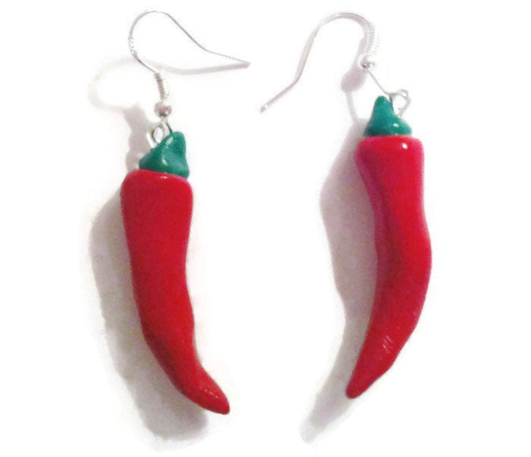 Chilli Pepper Earrings Vegetable Earrings Food Earrings Red Etsy