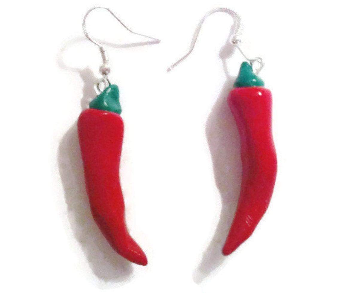 Chilli Pepper Earrings Vegetable Earrings Food Earrings Red Etsy UK