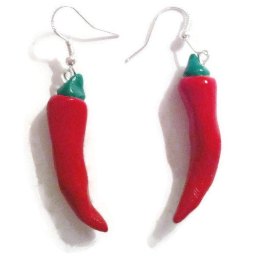 Novelty red chilli pepper earrings chilli jewellery in the UK May birthday gift for her stainless steel fruit earrings