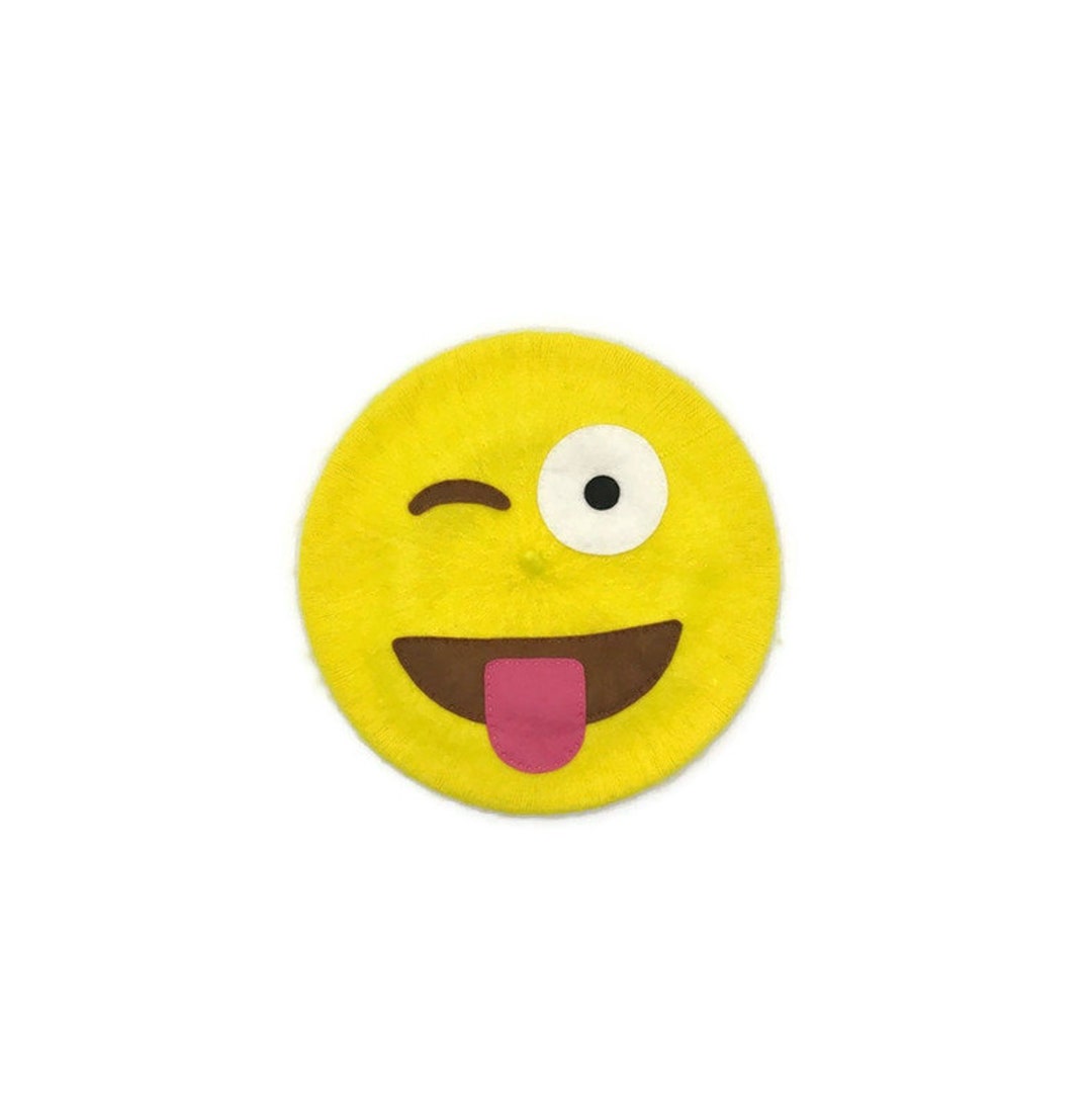 Emoji Beret Emoji Hat Yellow Beret Yellow Hat Etsy