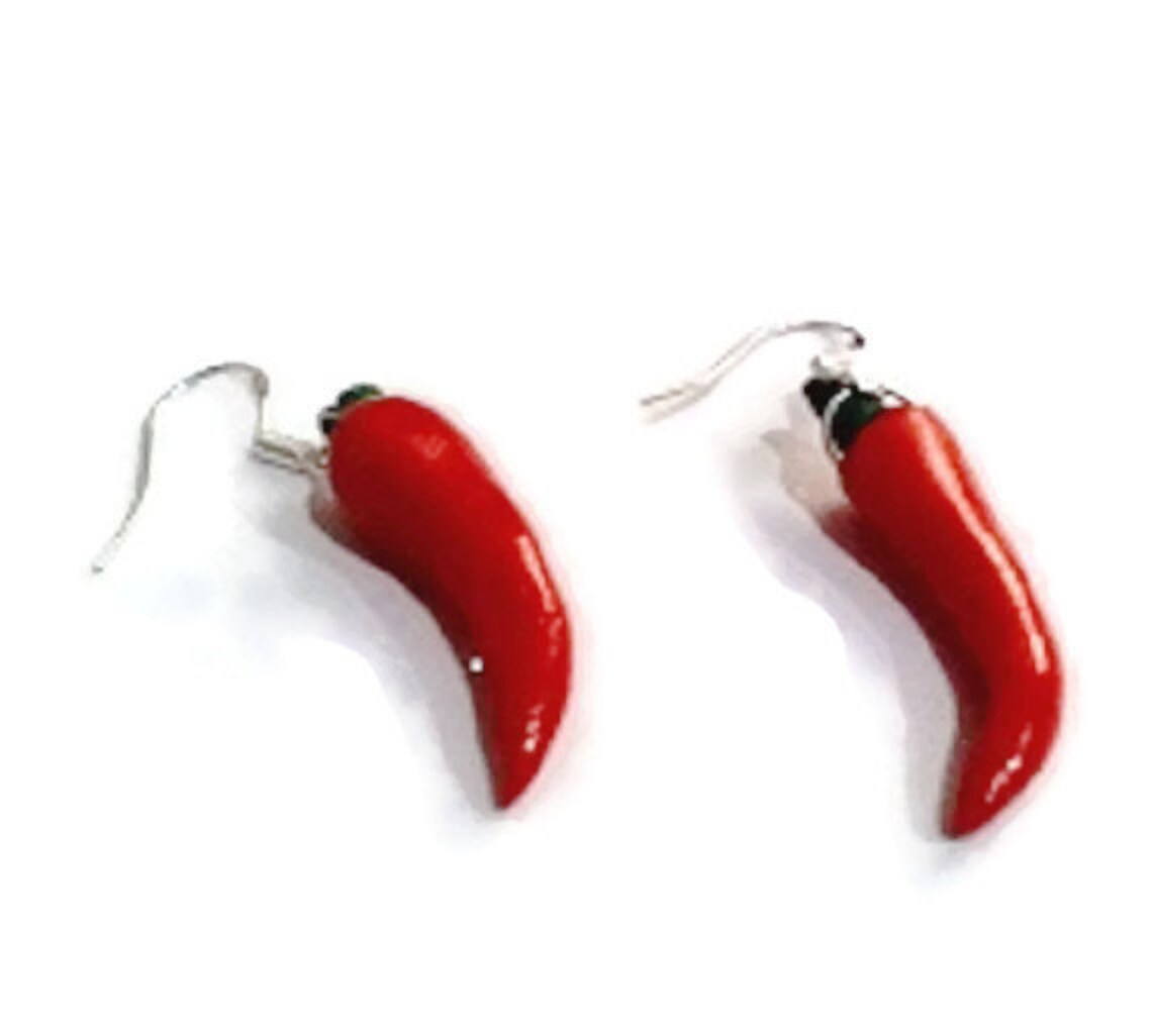 Chilli Pepper Earrings Vegetable Earrings Food Earrings Red Etsy UK