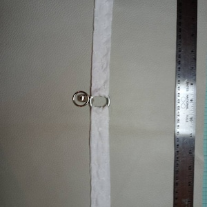 White cotton eyelets choker with stainless-steel ring shackle clasp and silver bell