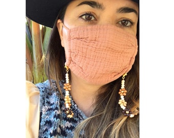 Handmade Wood Beaded Sunglass & Face Mask Daisy Flower Chain