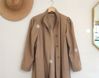 Vintage 1980's Tan Puff Sleeve Trench Coat