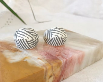 Black and White Stripe Hoop Earrings