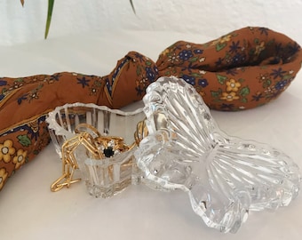 Vintage Crystal Butterfly Jewelry Dish