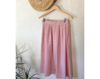 Vintage 80's Pink Polka Dot Midi Skirt