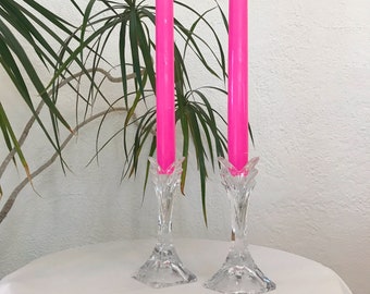 Vintage Mikasa Crystal Art Deco Candle Holders | Set of Two