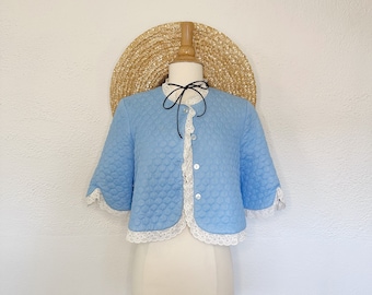 Vintage 1960's Quilted Jacket | Lace Bed Jacket