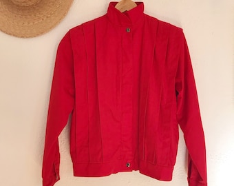 Vintage 1980's Nordstrom Red Pleated Shoulder Jacket