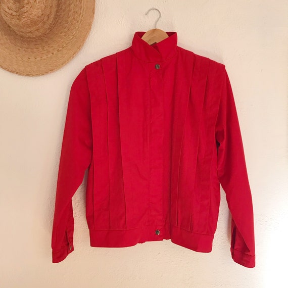 Vintage 1980's Nordstrom Red Pleated Shoulder Jack