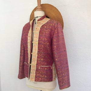 Vintage Quilted Pink and Gold Brocade Jacket