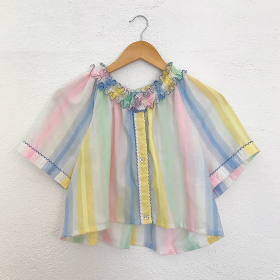 Reworked Vintage Stripe Pastel Rainbow Two-Piece … - image 4