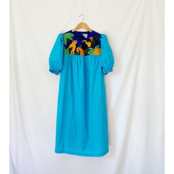 Vintage 1980's Tropical Applique Dress - image 2