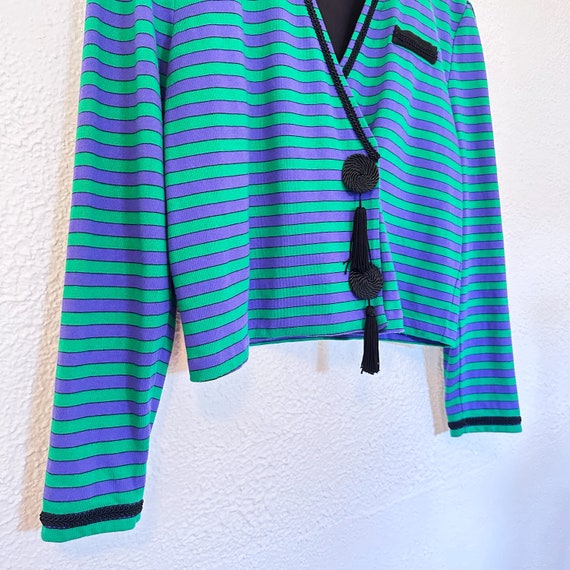 Vintage 1980's Stripe Blazer | Purple and Green S… - image 4